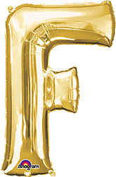 Gold  Letter "F" Shaped Mylar Supershape Balloon 34 Inch